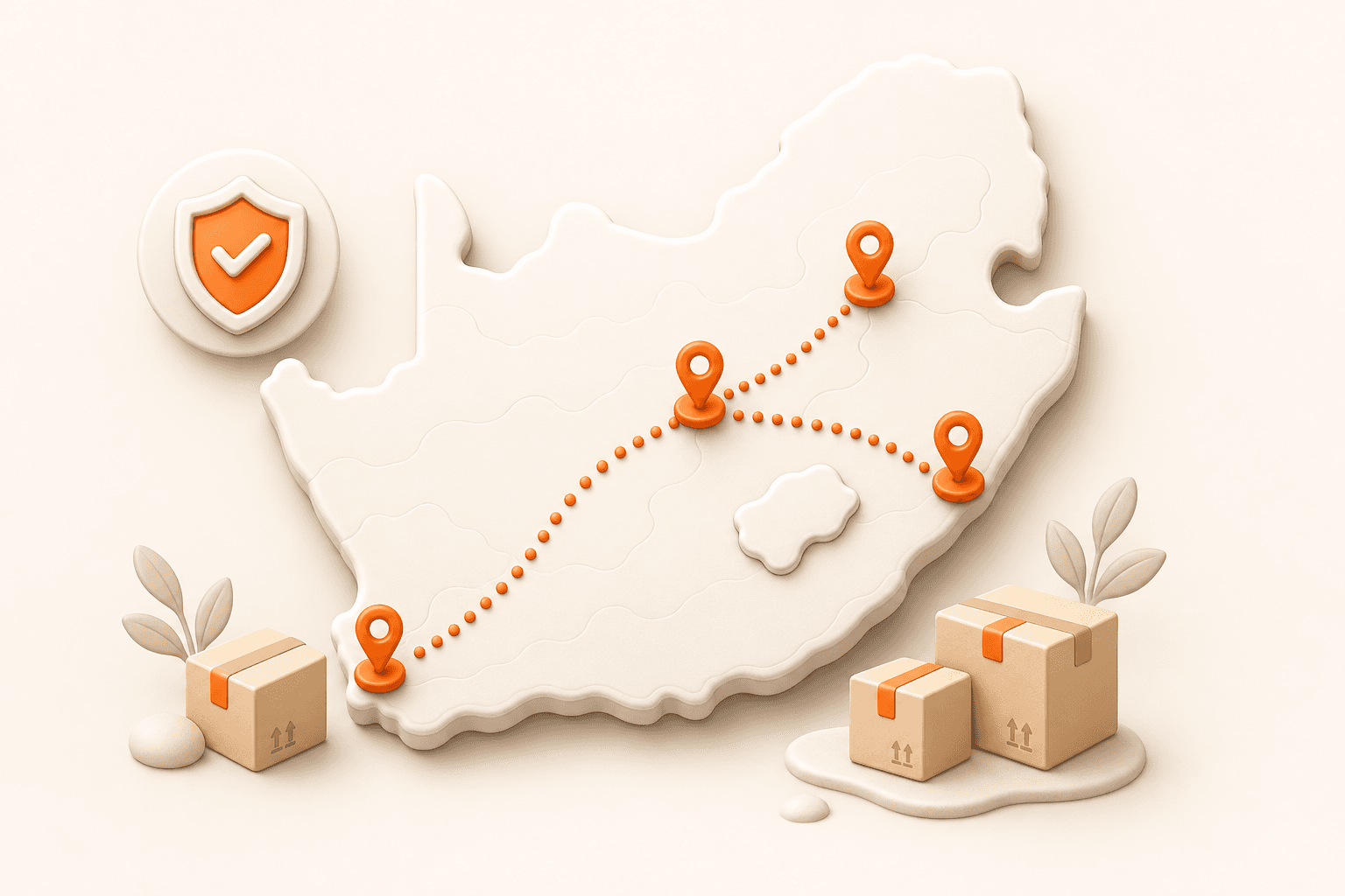 Stylised South Africa delivery coverage map